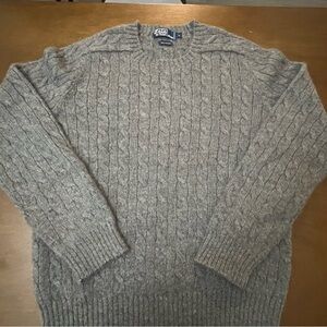 Polo Ralph Lauren Alpaca Wool Sweater Mens Large Gray Cable Knit Vintage Preppy